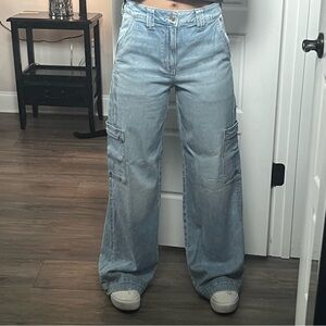 American Eagle Dreamy Drape Super High Rise Baggy Wide Leg Jeans